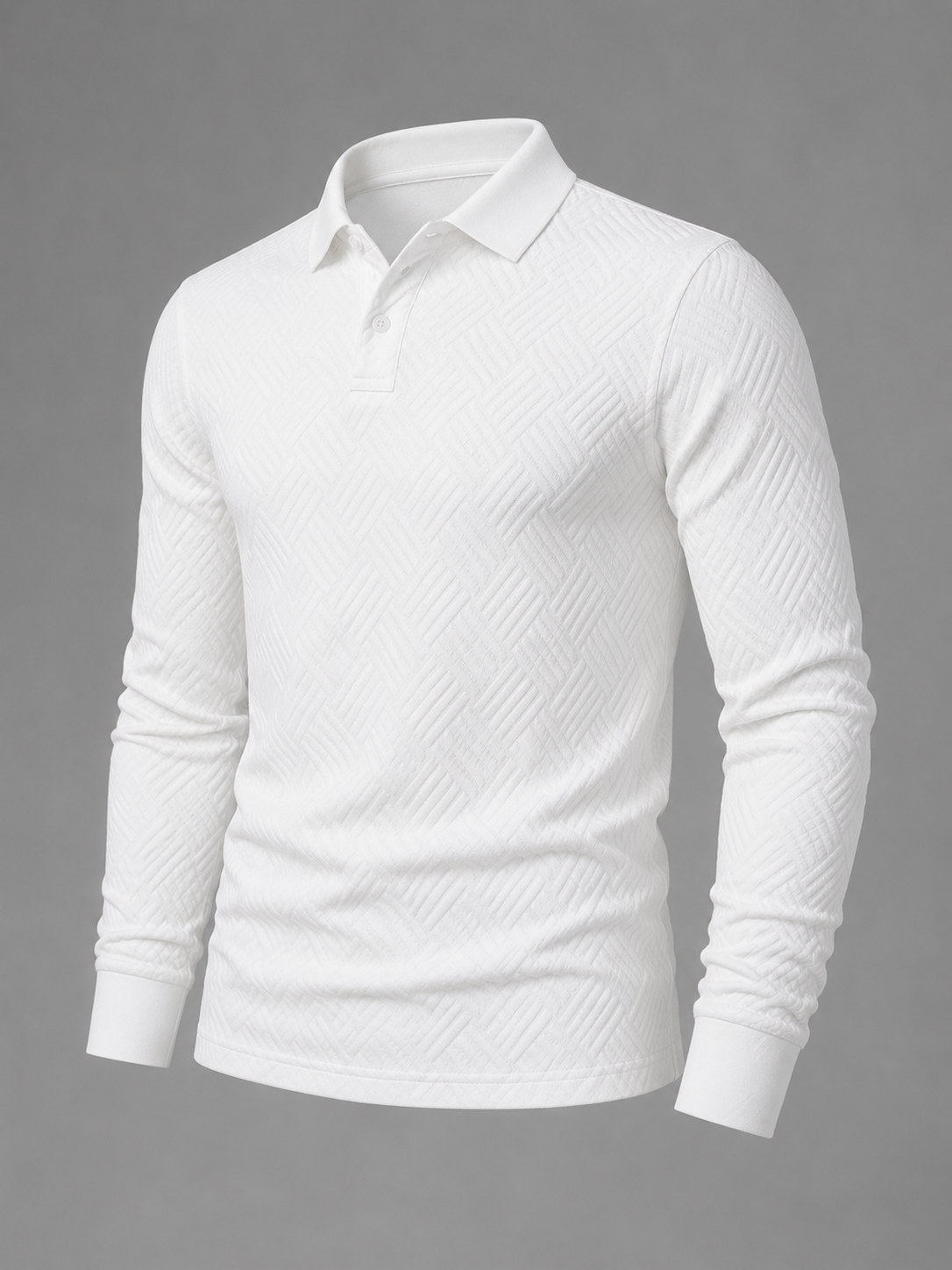 Men's textured long-sleeve knit polo