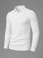 Men's textured long-sleeve knit polo