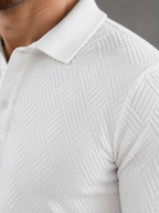 Men's textured long-sleeve knit polo