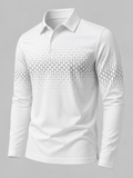 Men's gradient jacquard long-sleeve knit polo