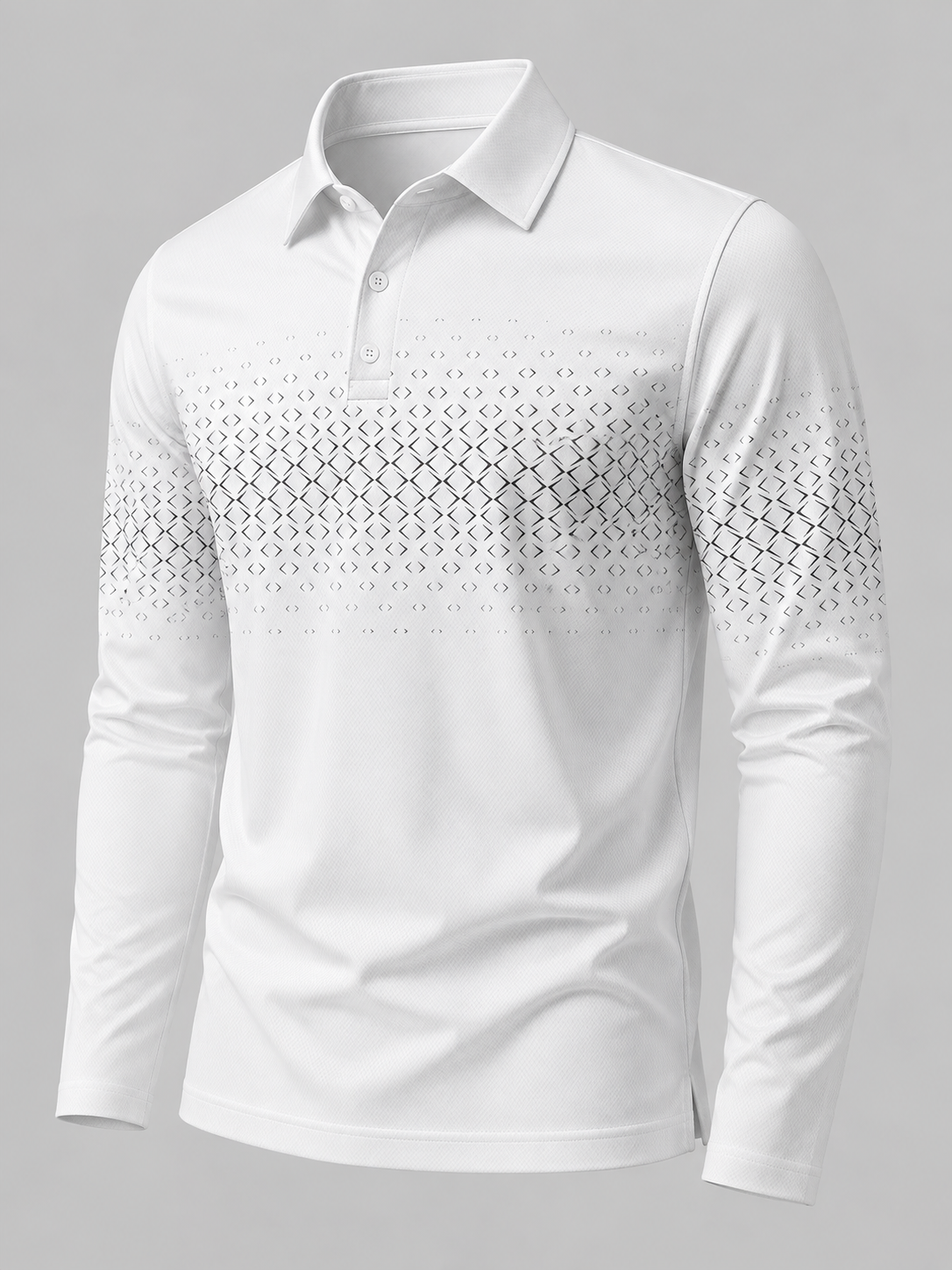 Men's gradient jacquard long-sleeve knit polo