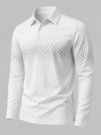 Men's gradient jacquard long-sleeve knit polo
