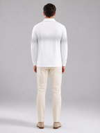 Men's gradient jacquard long-sleeve knit polo