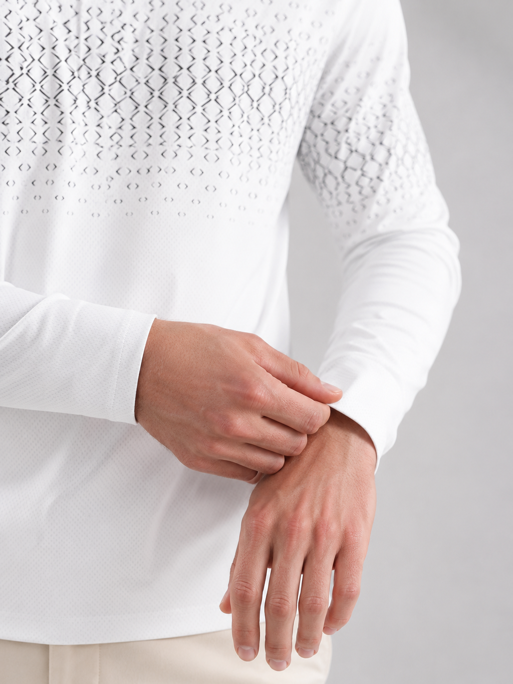 Men's gradient jacquard long-sleeve knit polo