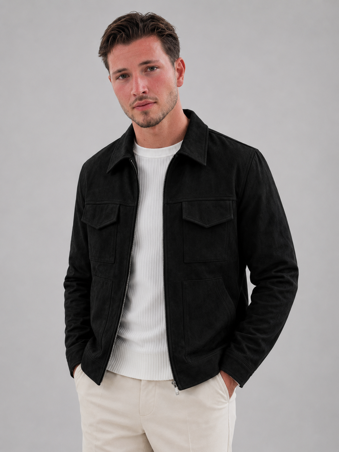 Men's Western-inspired full-zip jacket