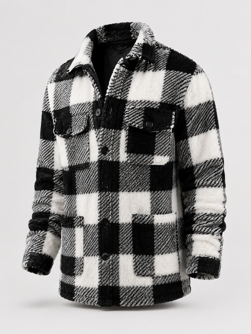 Men's check teddy fleece overshirt