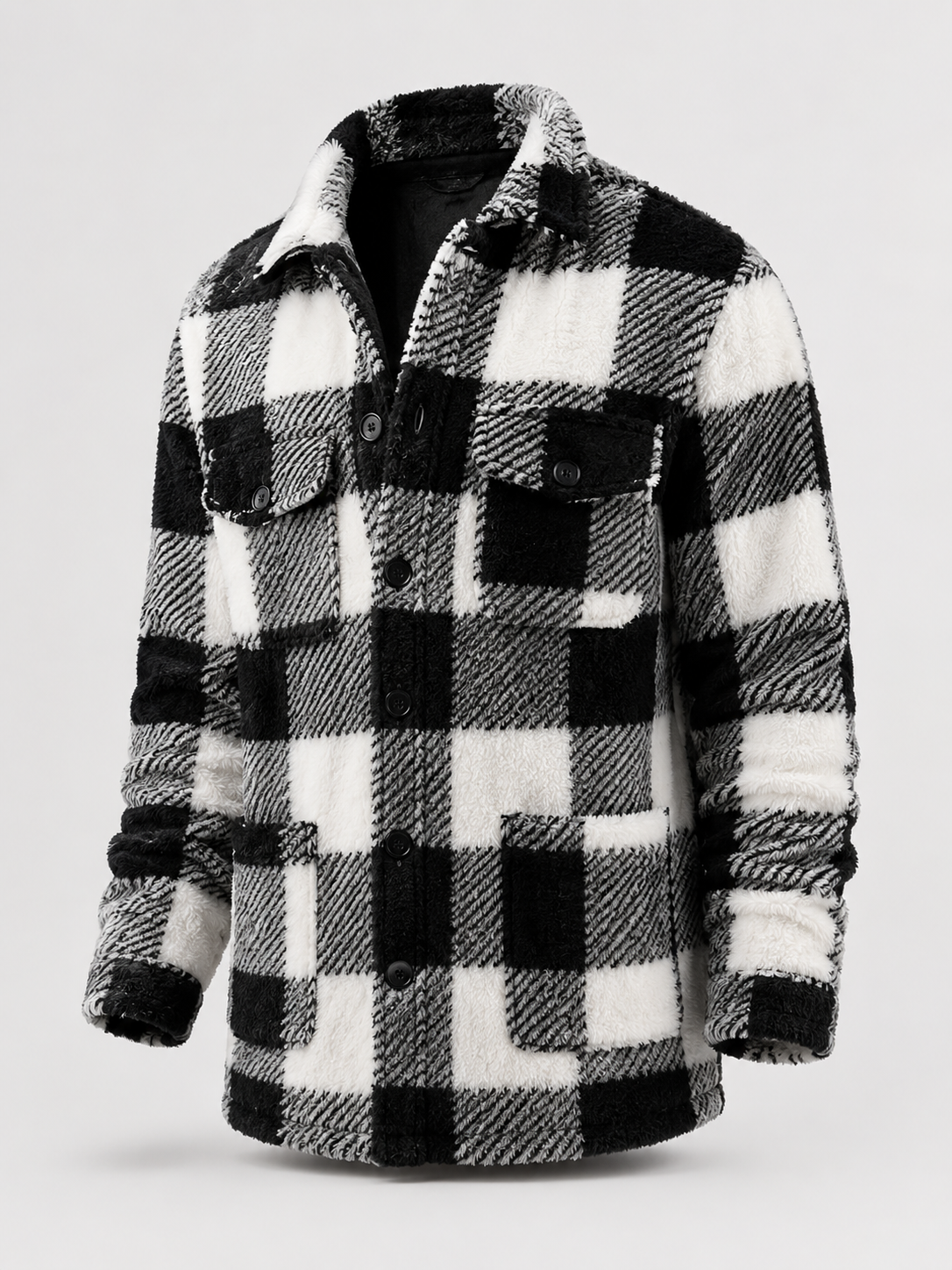 Men's check teddy fleece overshirt