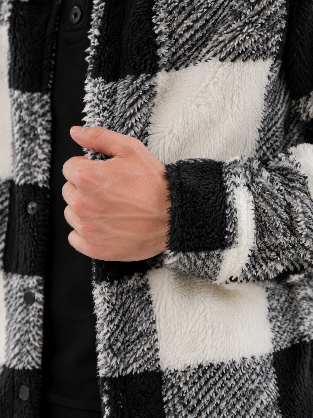 Men's check teddy fleece overshirt