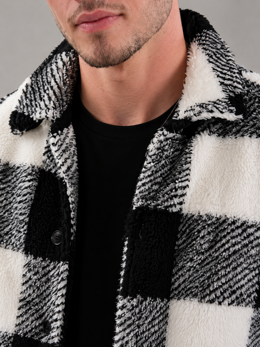 Men's check teddy fleece overshirt
