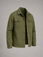 Men's quilted waffle shirt jacket with chest pockets
