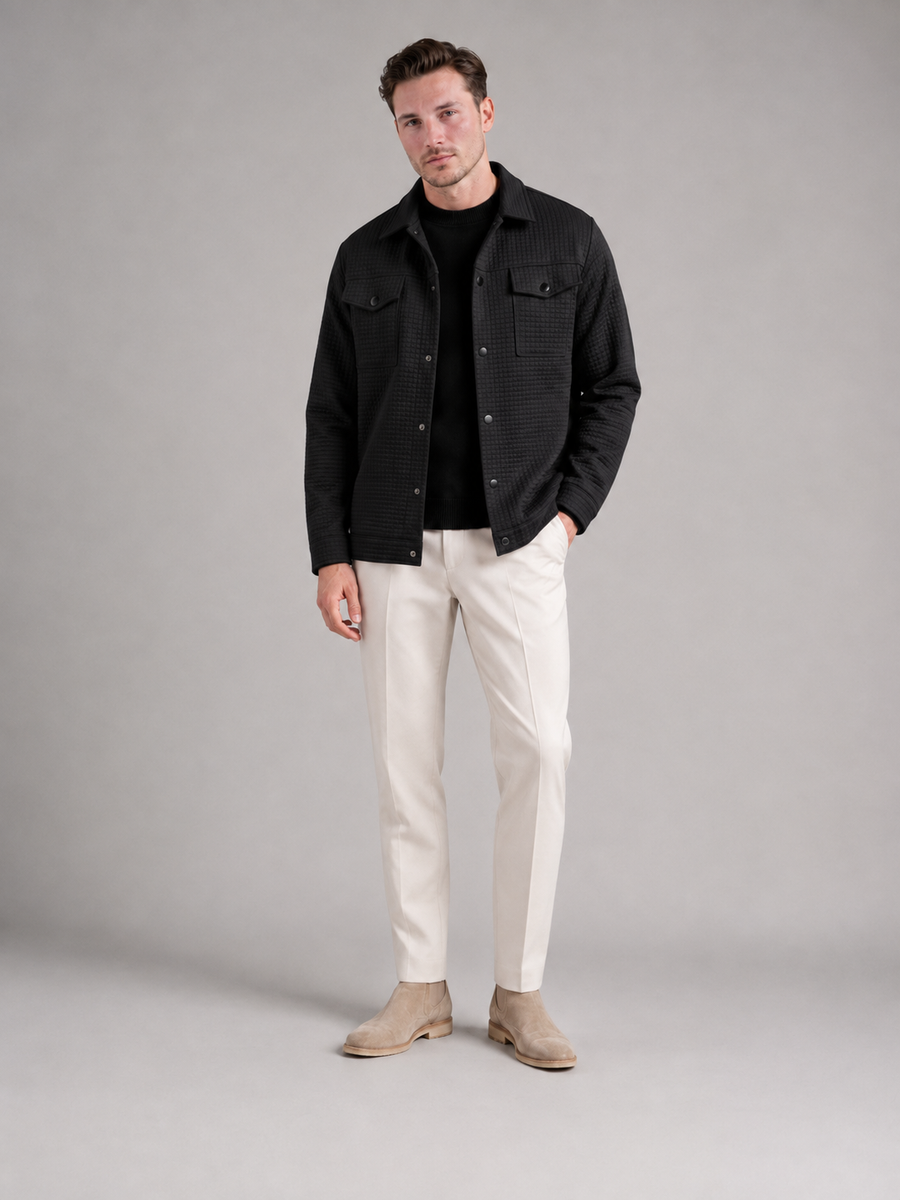 Men's quilted waffle shirt jacket with chest pockets