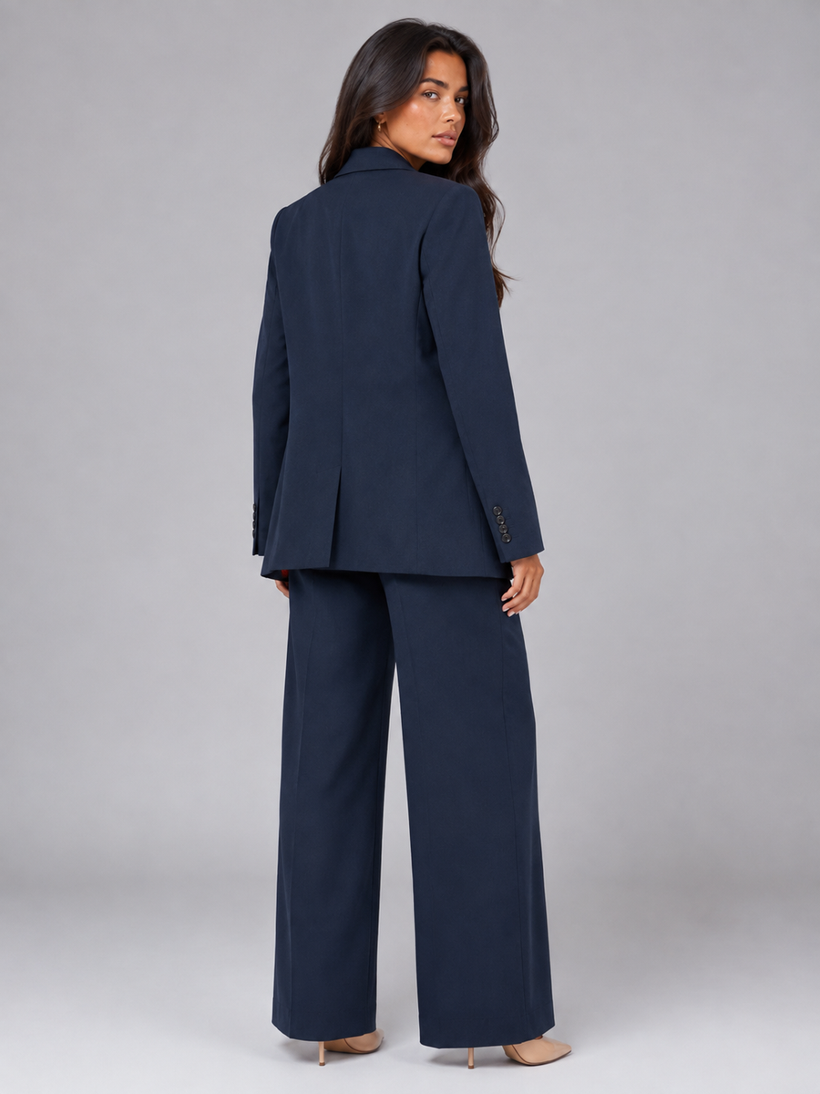 Women's tailored blazer and matching wide-leg trousers