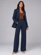 Women's tailored blazer and matching wide-leg trousers