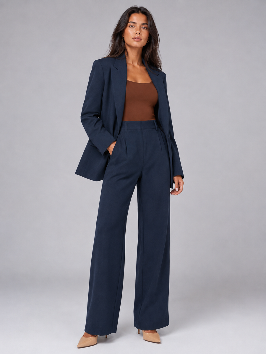 Women's tailored blazer and matching wide-leg trousers