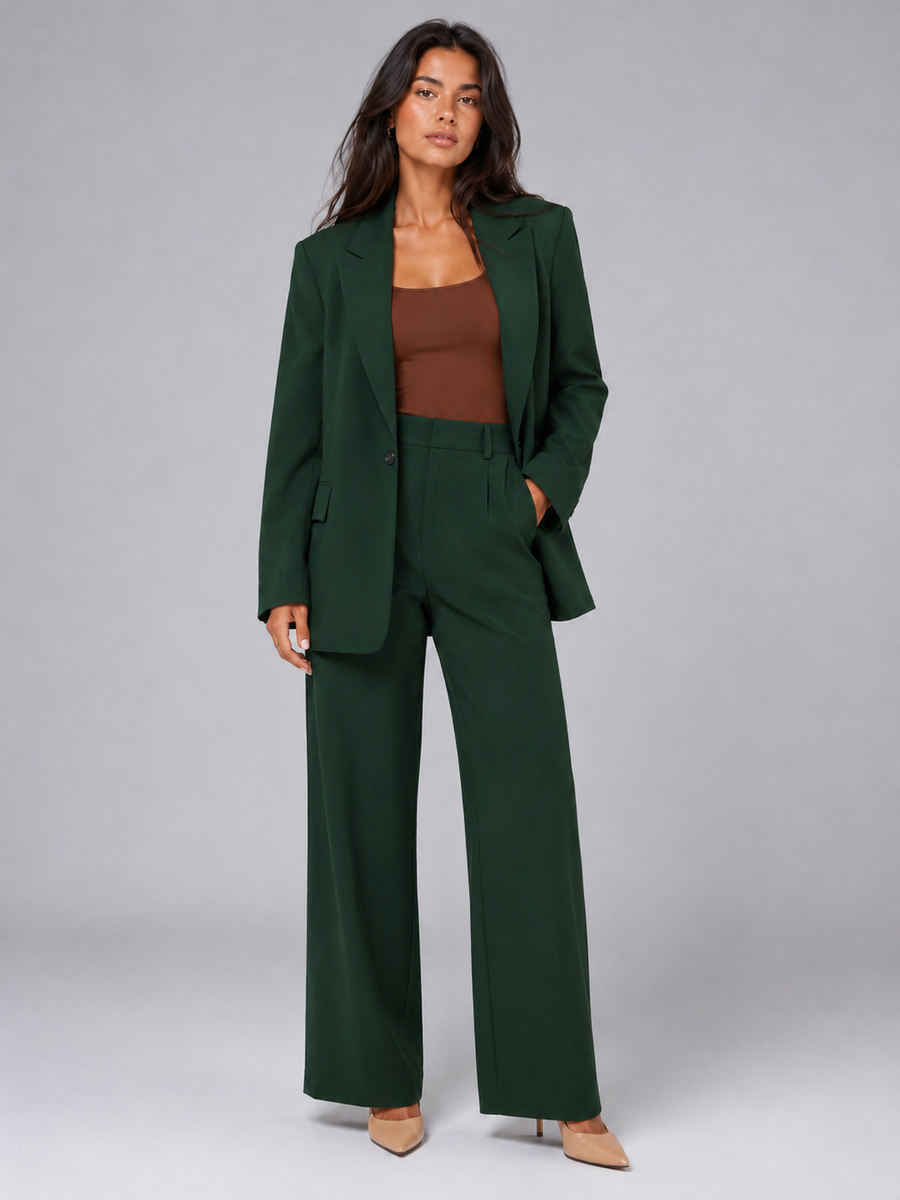 Women's tailored blazer and matching wide-leg trousers