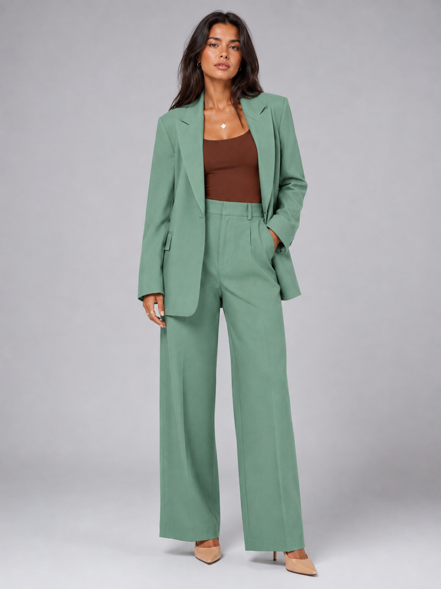 Women's tailored blazer and matching wide-leg trousers