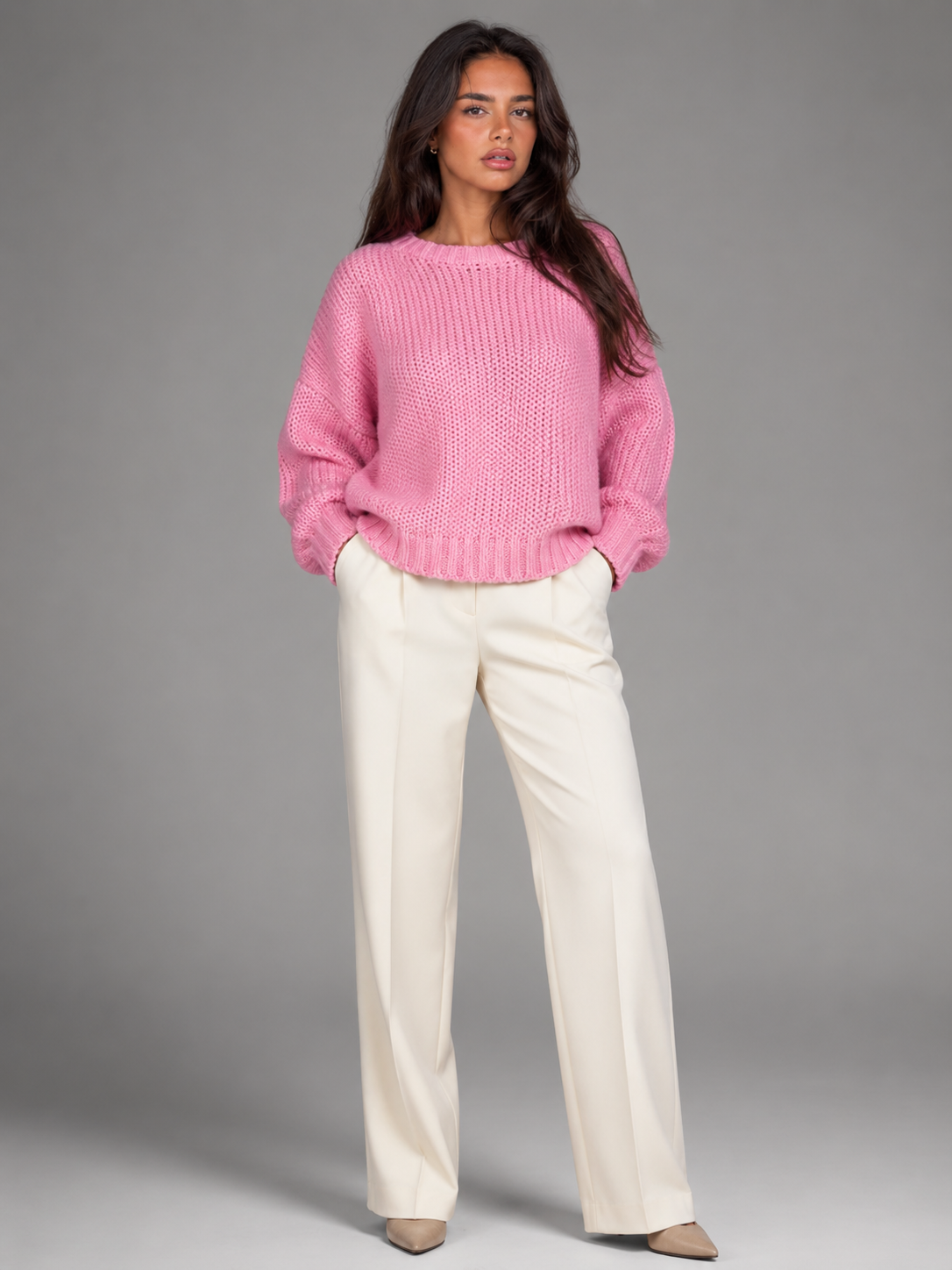 Women's chunky knit crew neck jumper