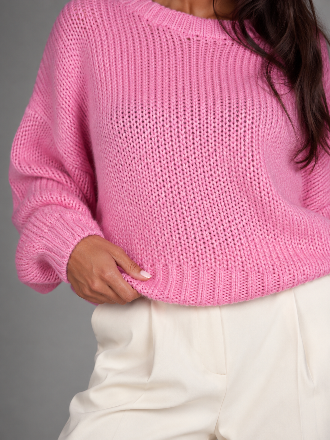 Women's chunky knit crew neck jumper