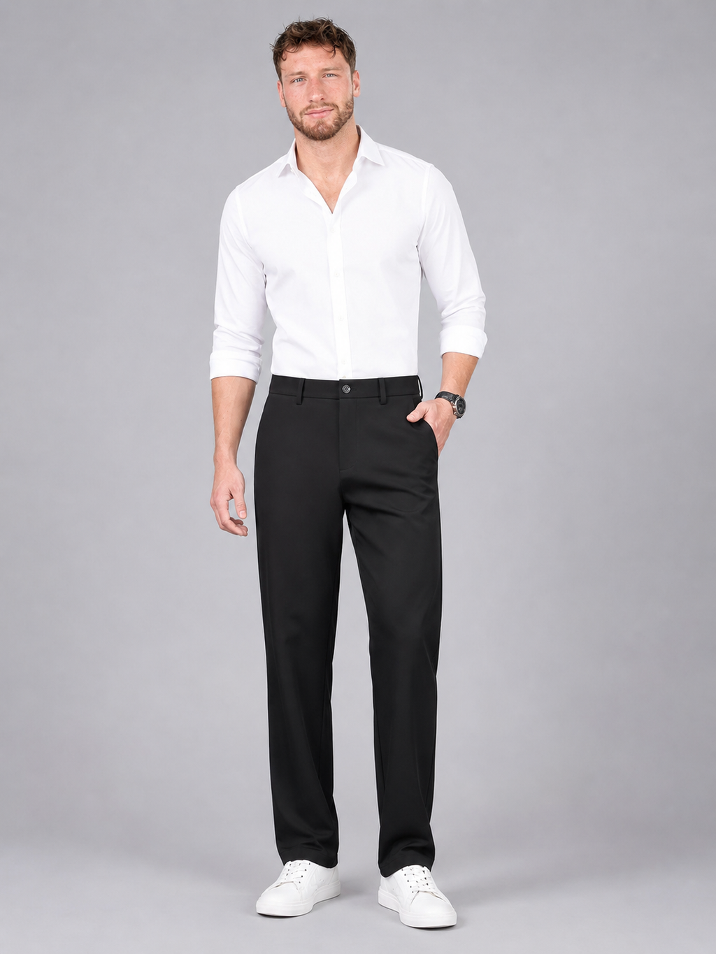 Men's wrinkle-resistant straight leg formal trousers