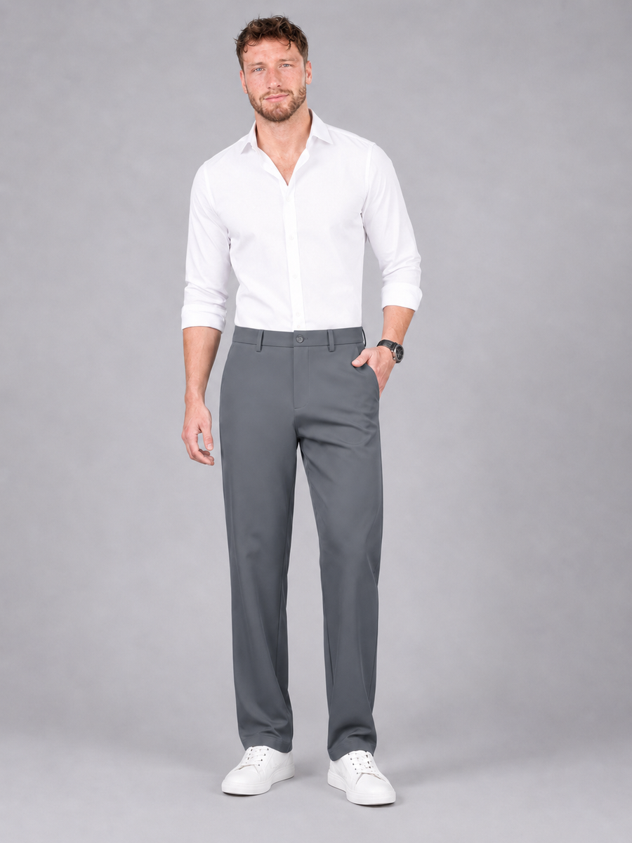 Men's wrinkle-resistant straight leg formal trousers