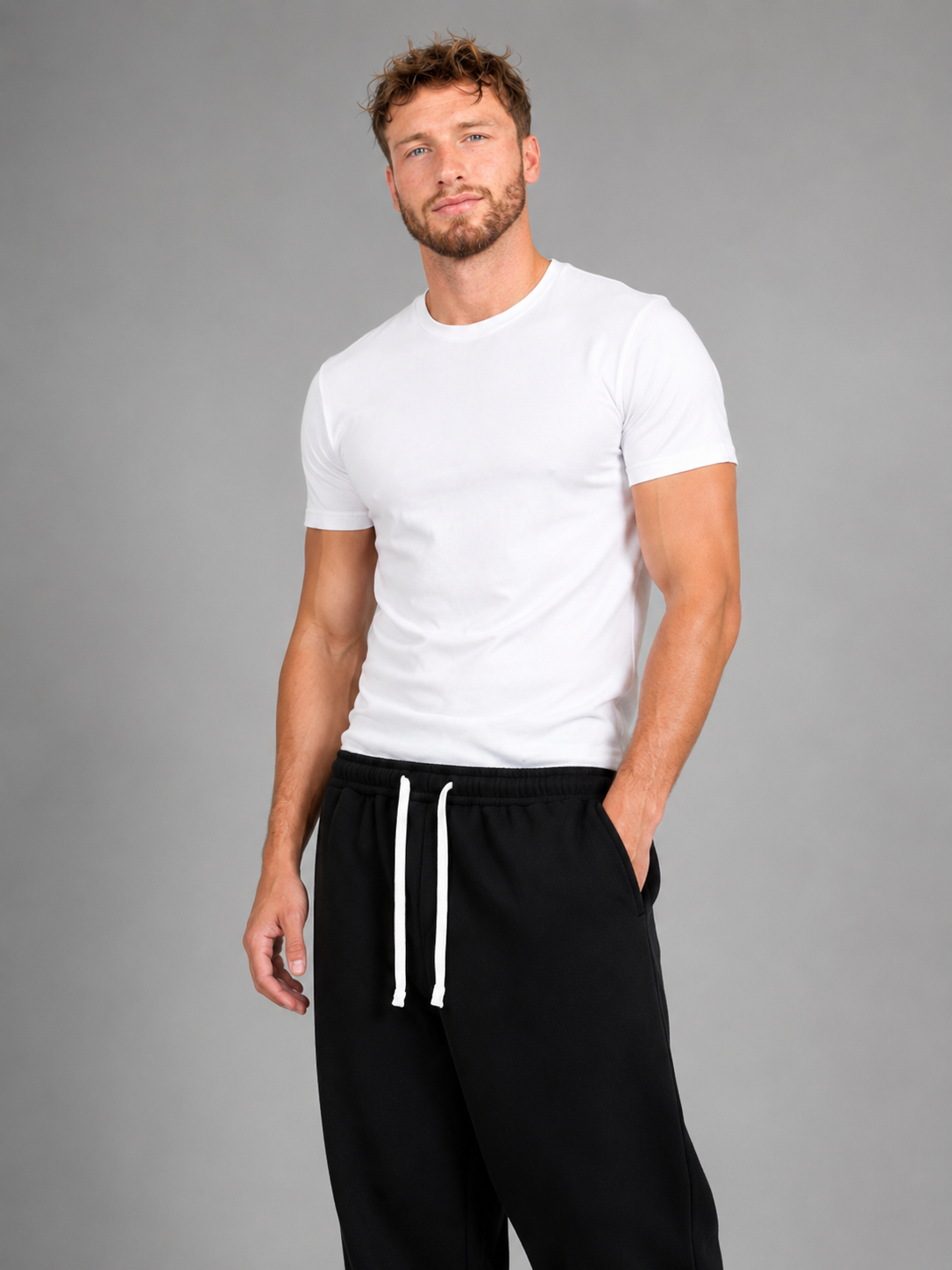 Men's relaxed fit straight leg drawstring joggers