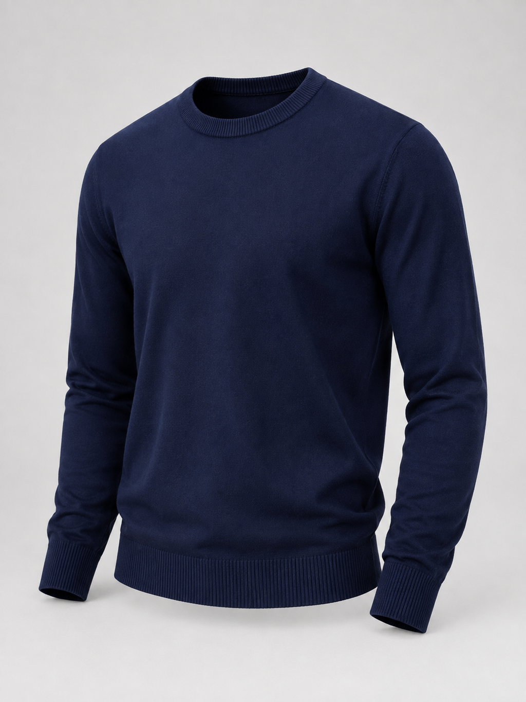 Men's cotton-blend fine knit crew neck jumper