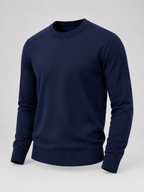 Men's cotton-blend fine knit crew neck jumper