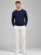 Men's cotton-blend fine knit crew neck jumper