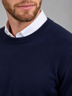 Men's cotton-blend fine knit crew neck jumper
