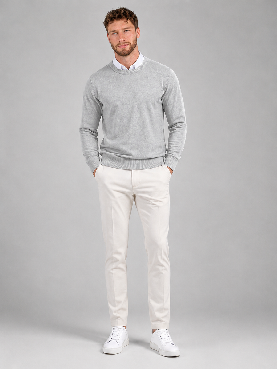 Men's cotton-blend fine knit crew neck jumper