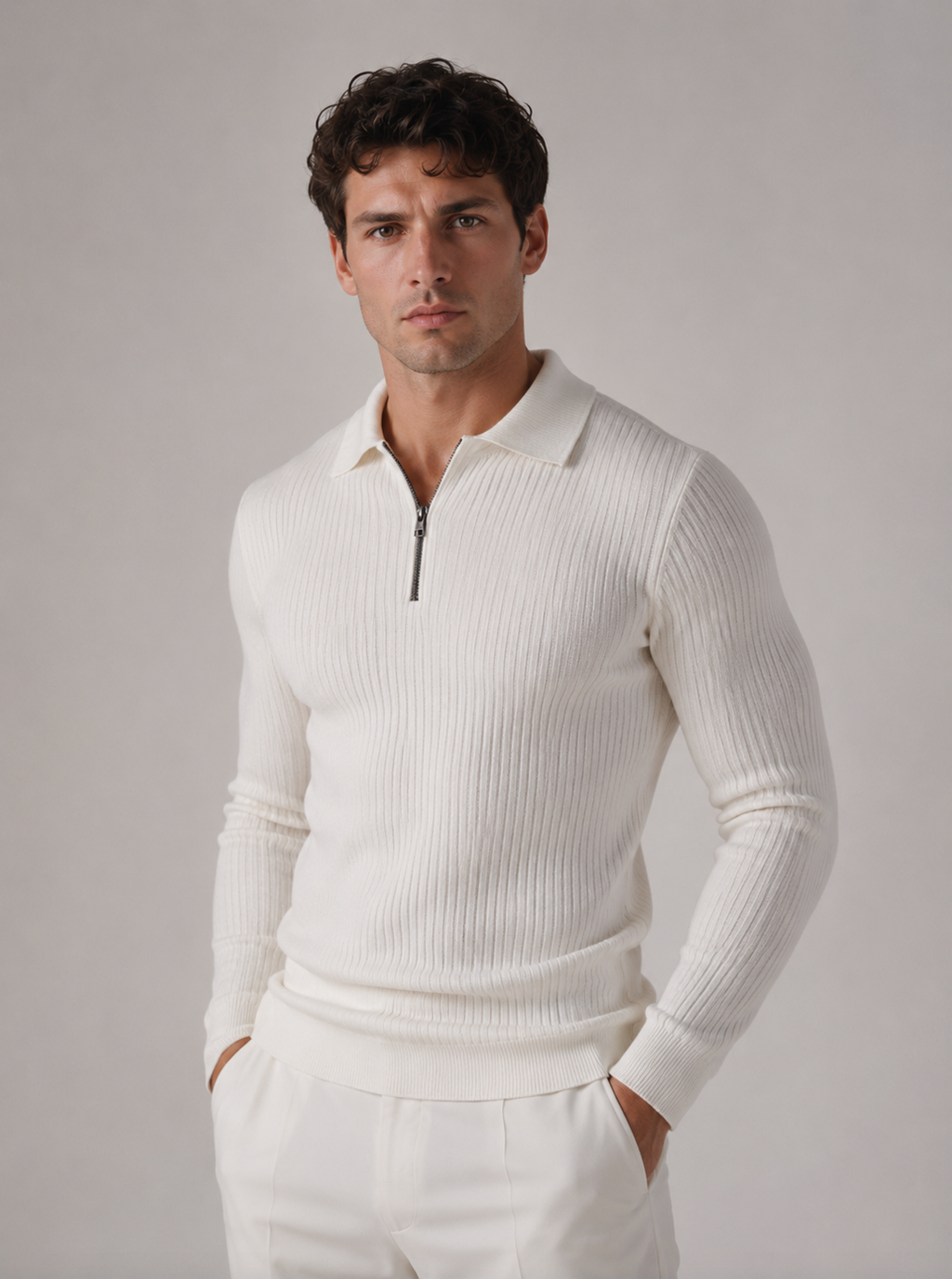 Men's Ribbed Quarter-Zip Jumper | Eamon
