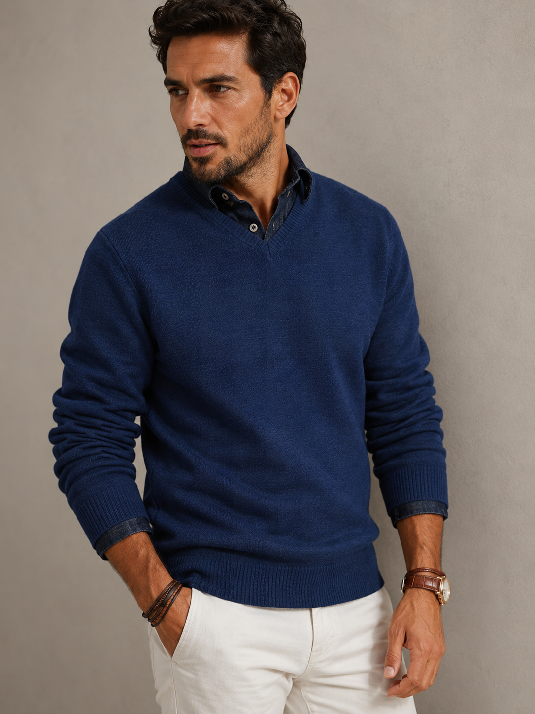 Men's V-Neck Knit Jumper | Everett