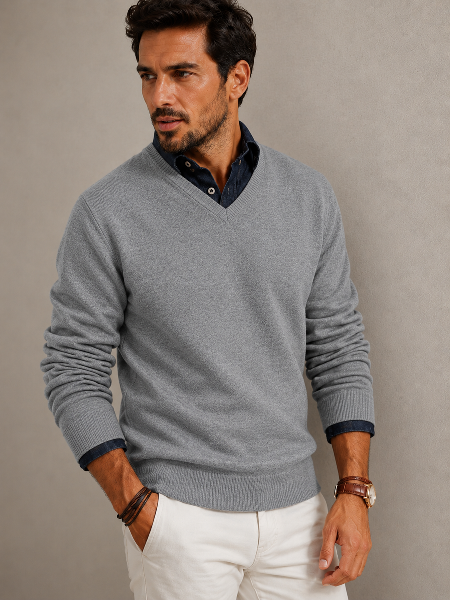 Men's V-Neck Knit Jumper | Everett