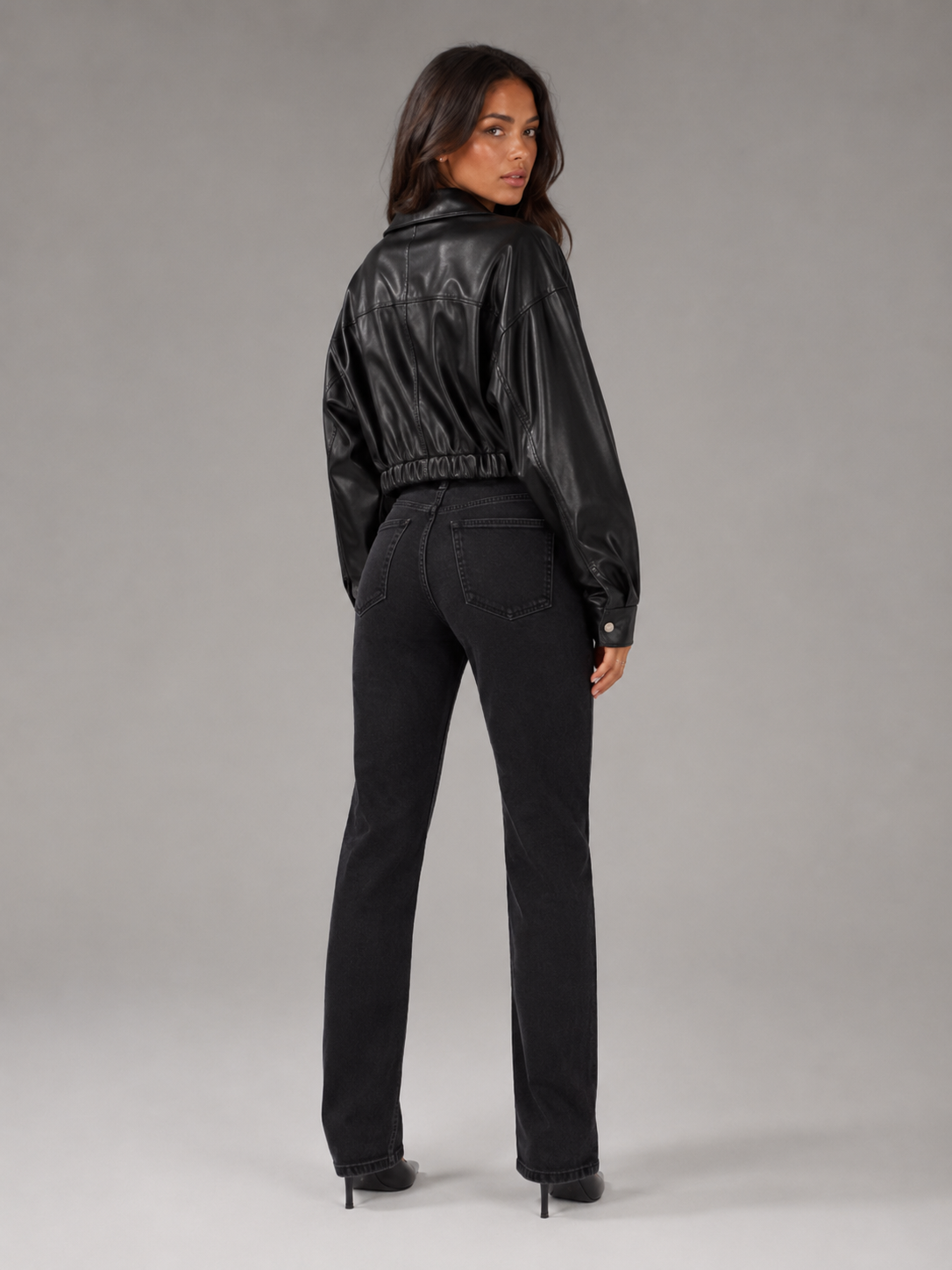Women's cropped biker jacket