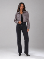 Women's faux leather trucker jacket