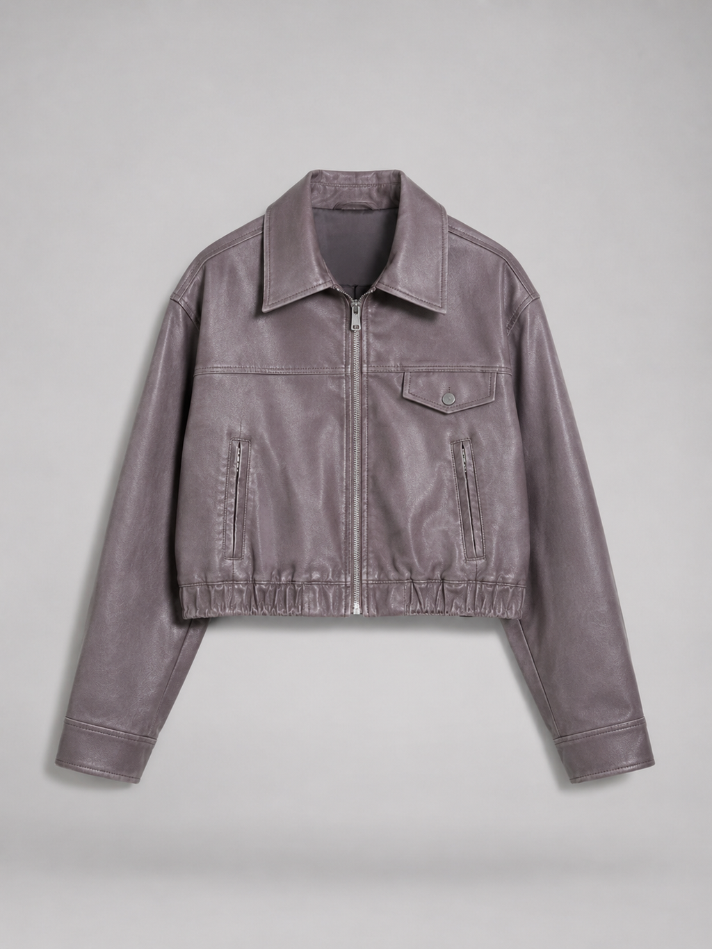 Women's faux leather trucker jacket