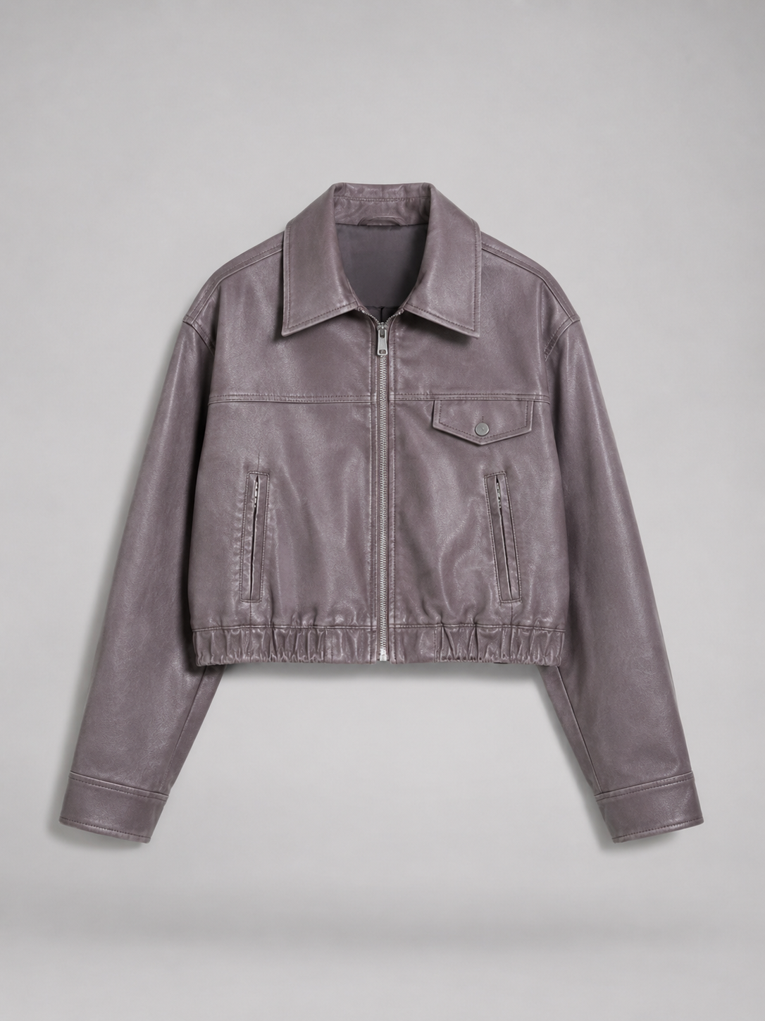 Women's faux leather trucker jacket