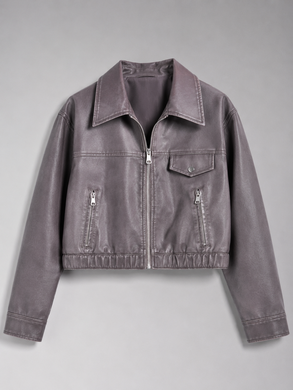 Women's faux leather trucker jacket