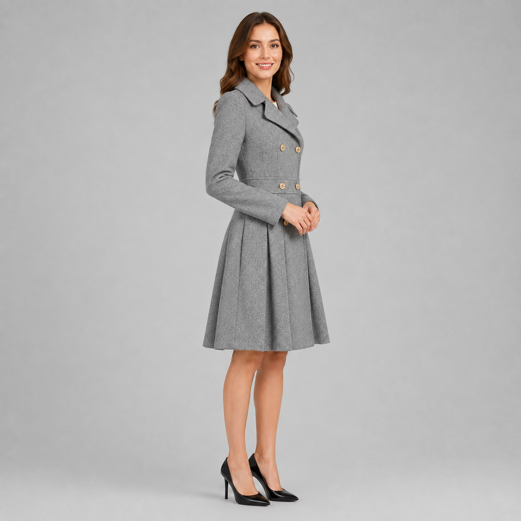 Women's double-breasted flared winter coat