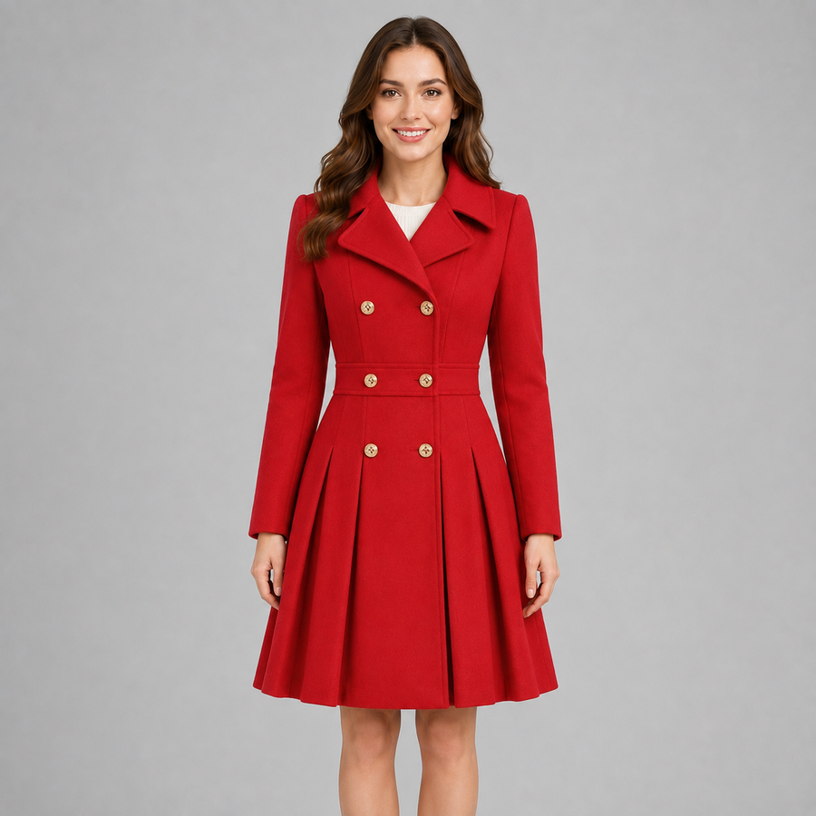 Women's double-breasted flared winter coat