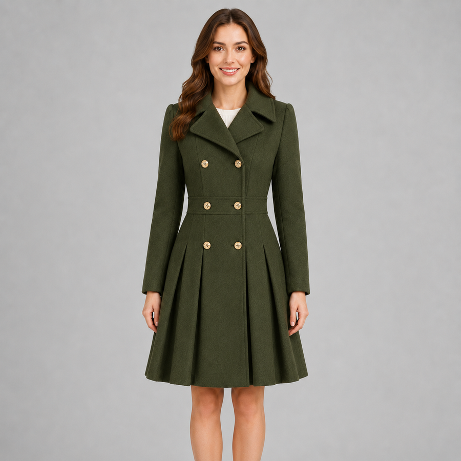 Women's double-breasted flared winter coat