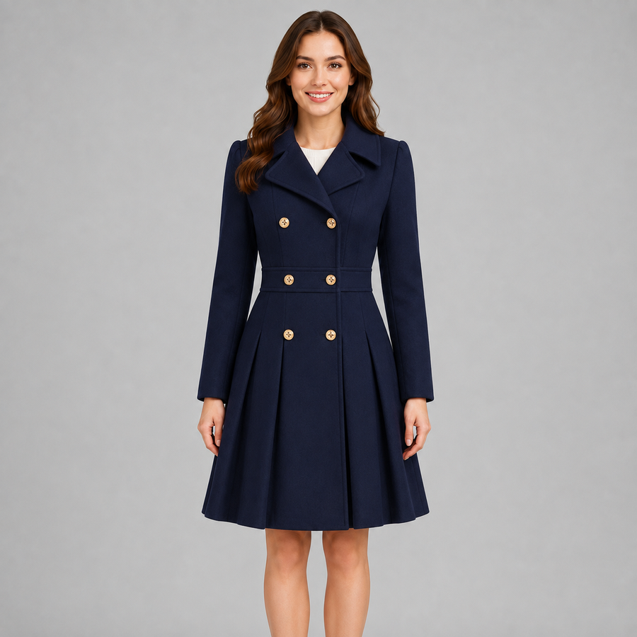 Women's double-breasted flared winter coat