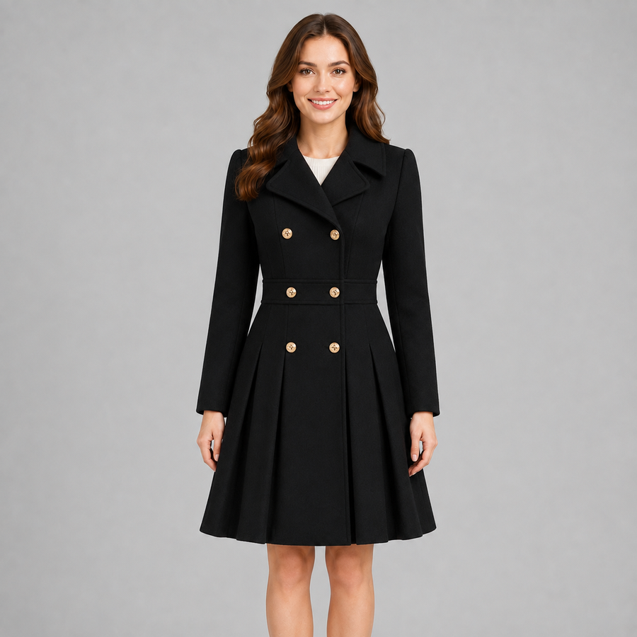 Women's double-breasted flared winter coat