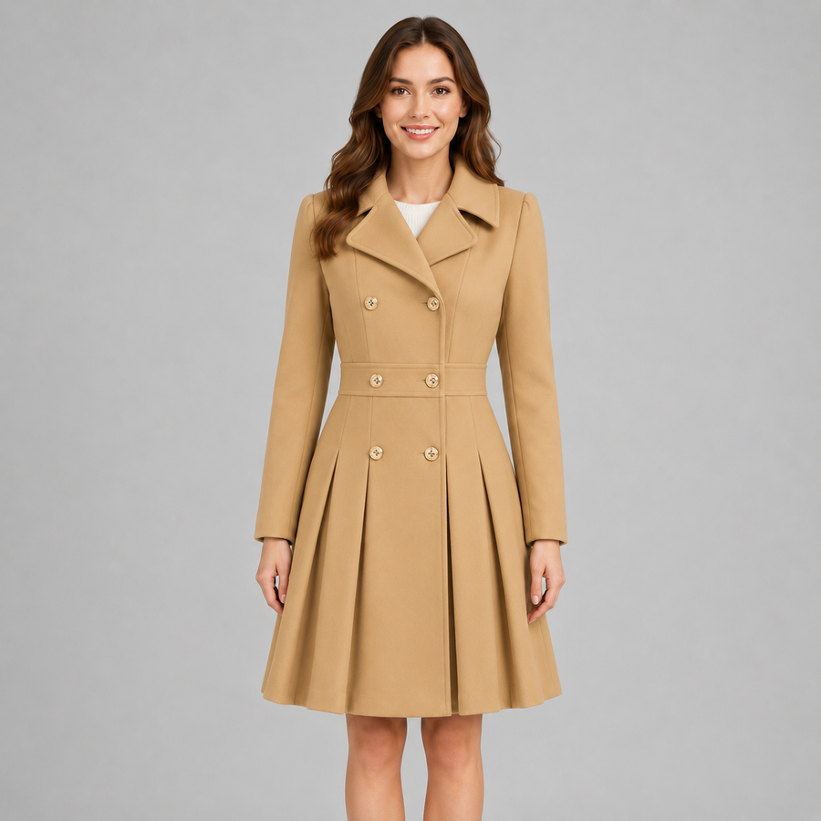 Women's double-breasted flared winter coat
