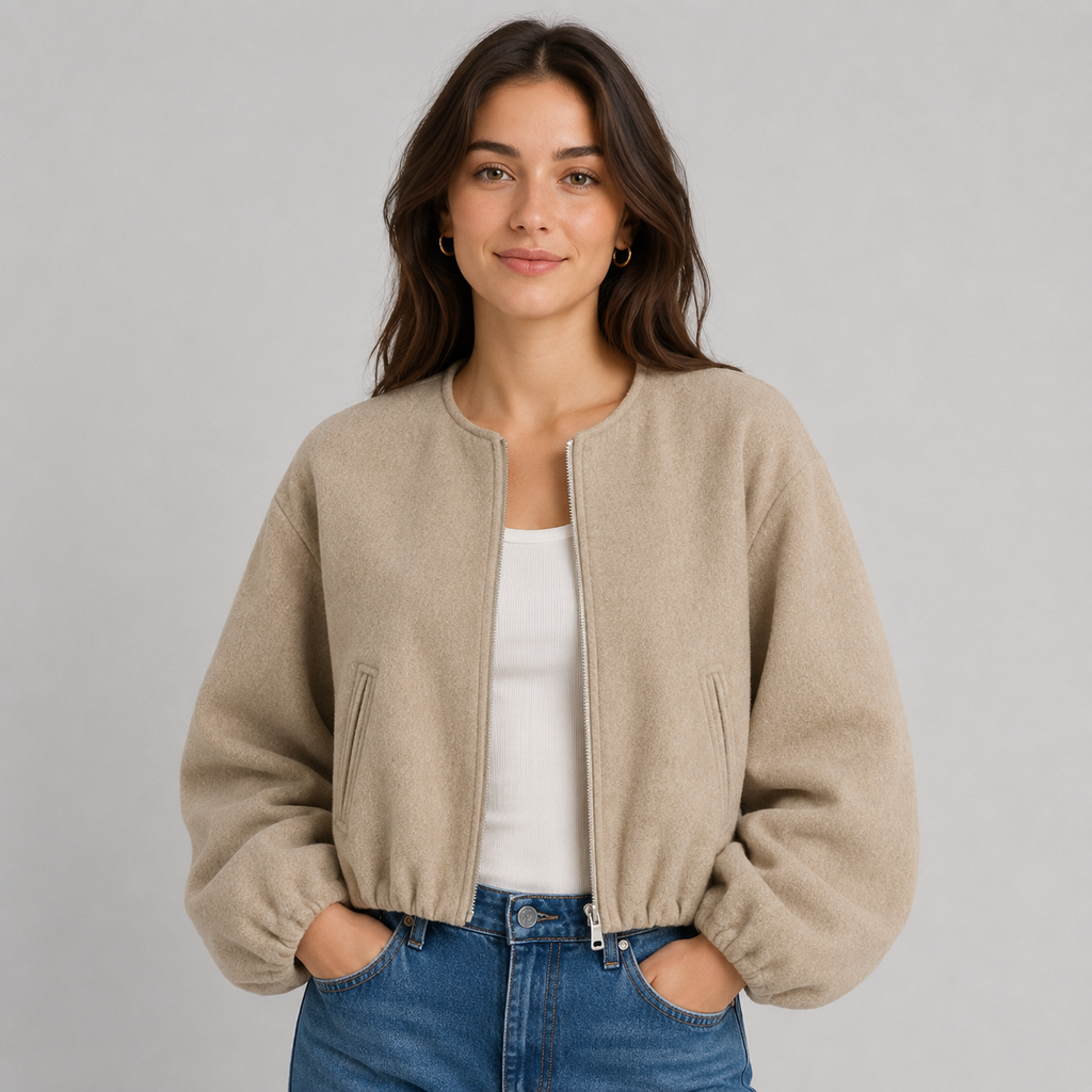 Women's lightweight zip-up bomber jacket