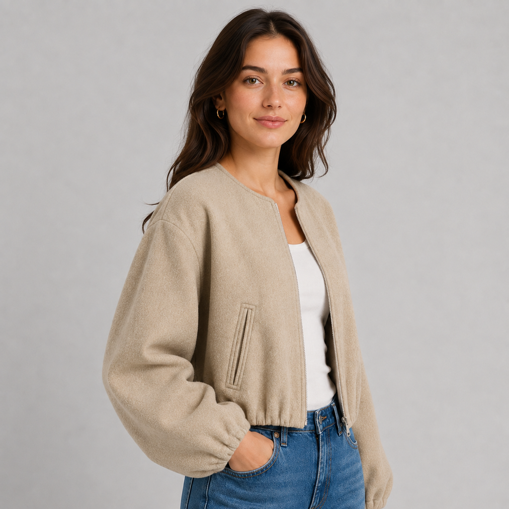 Women's lightweight zip-up bomber jacket