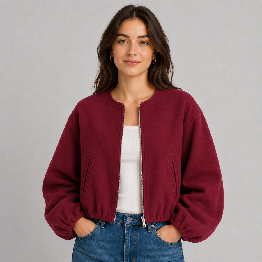 Women's lightweight zip-up bomber jacket