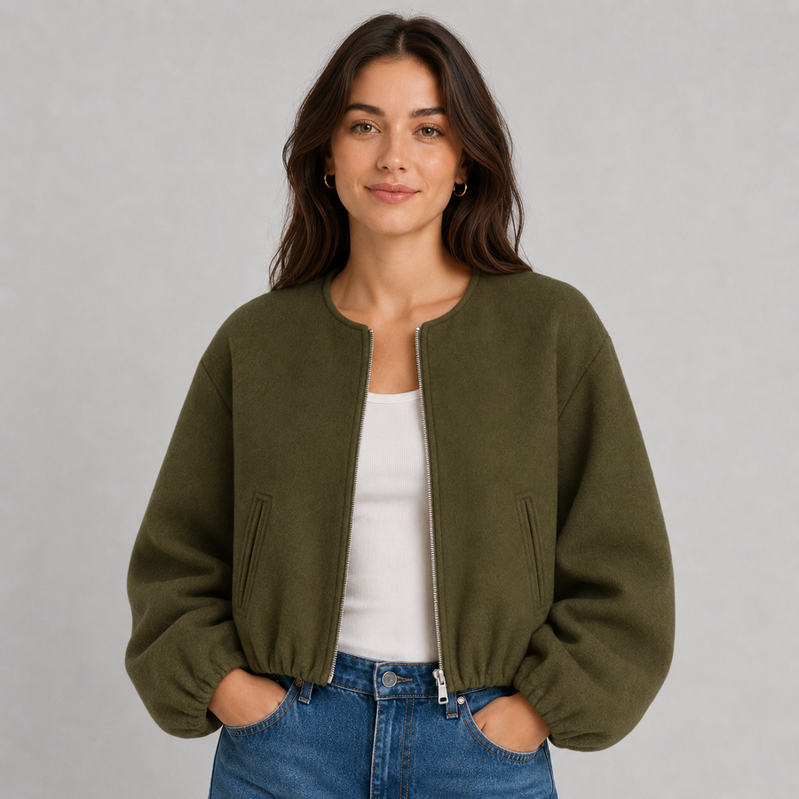 Women's lightweight zip-up bomber jacket