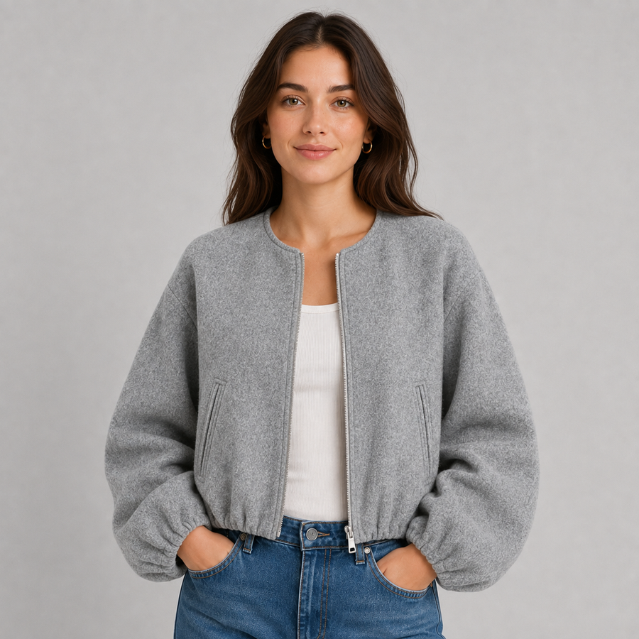 Women's lightweight zip-up bomber jacket