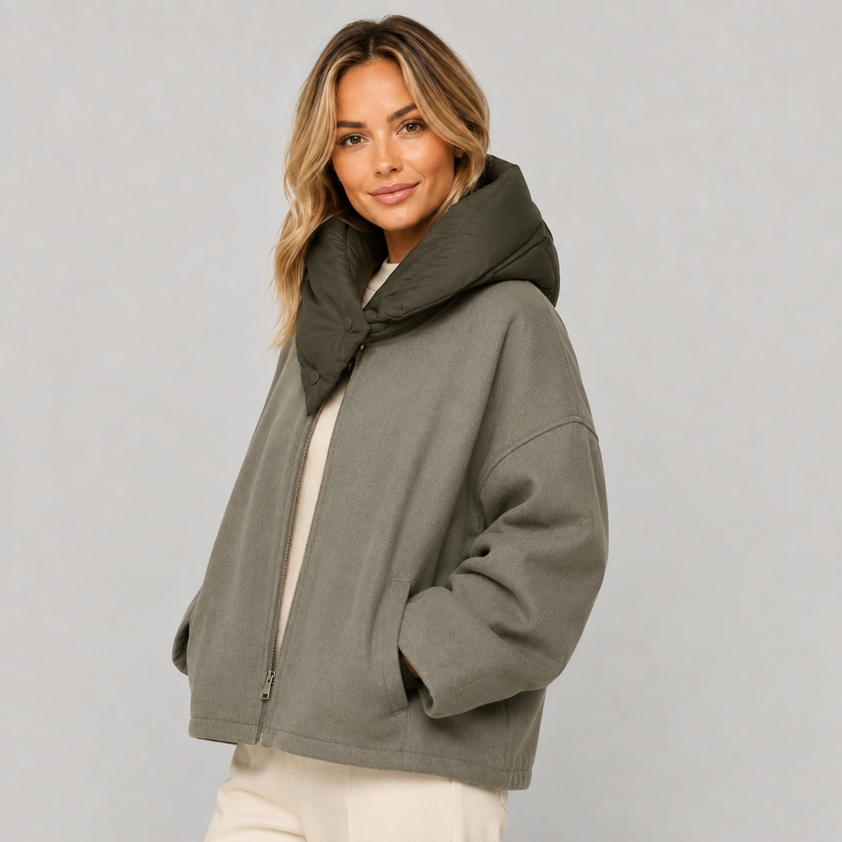 Women's oversized hooded padded jacket